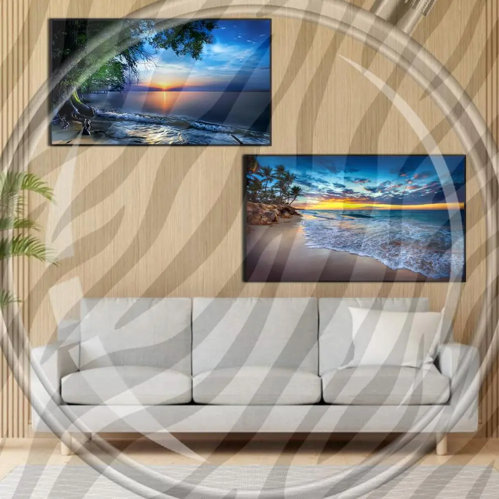 

2pcs Landscape 5D DIY Full Drill Round Diamond Painting Kit Home Decor 70x40cm (D)