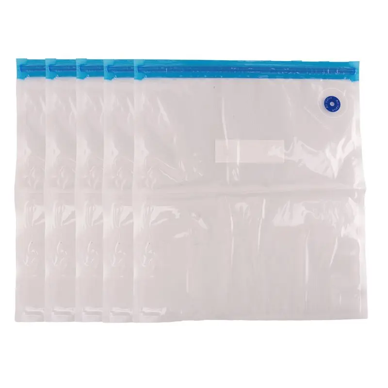 YANA50I 5Piece Vacuum Food Storage Zipper Bags For Electric Handheld Vacuum Sealer Pump Portable Transparent 30 X 34 Cm