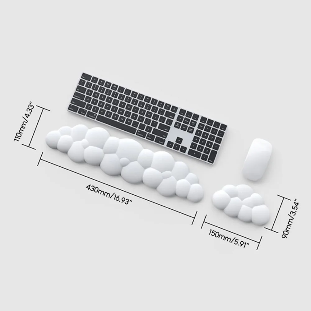 Cloud Shape Non-Slip Keyboard Mouse Pad Soft PU Wrist Support Home Office Ergonomic Memory Foam