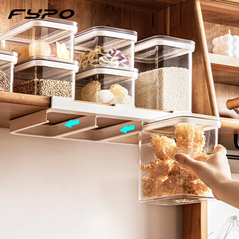 Cabinet Hanging Food Storage Container Kitchen Storage Cereal Dispenser Sealed Tank Cans Refrigerator Organizer 900/2300/3400ML