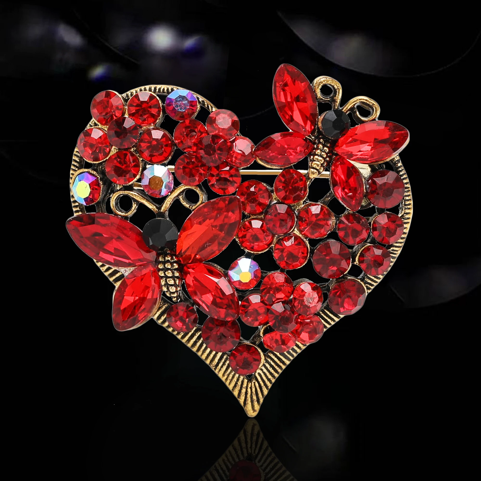 

Valentine's Luxury Rhinestone Heart Brooches for Women Love Pins Keychain Event Party New Gifts Jewelry Decoration Accessories