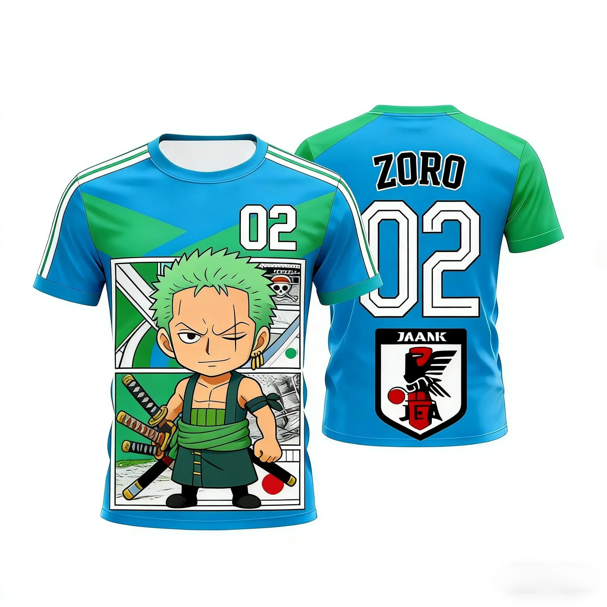 Herren Casual Anime T-Shirt One Piece Brook Soul King Aufdruck Kurzarm Leicht Atmungsaktiv Sommer Kinder Streetwear Oberteile