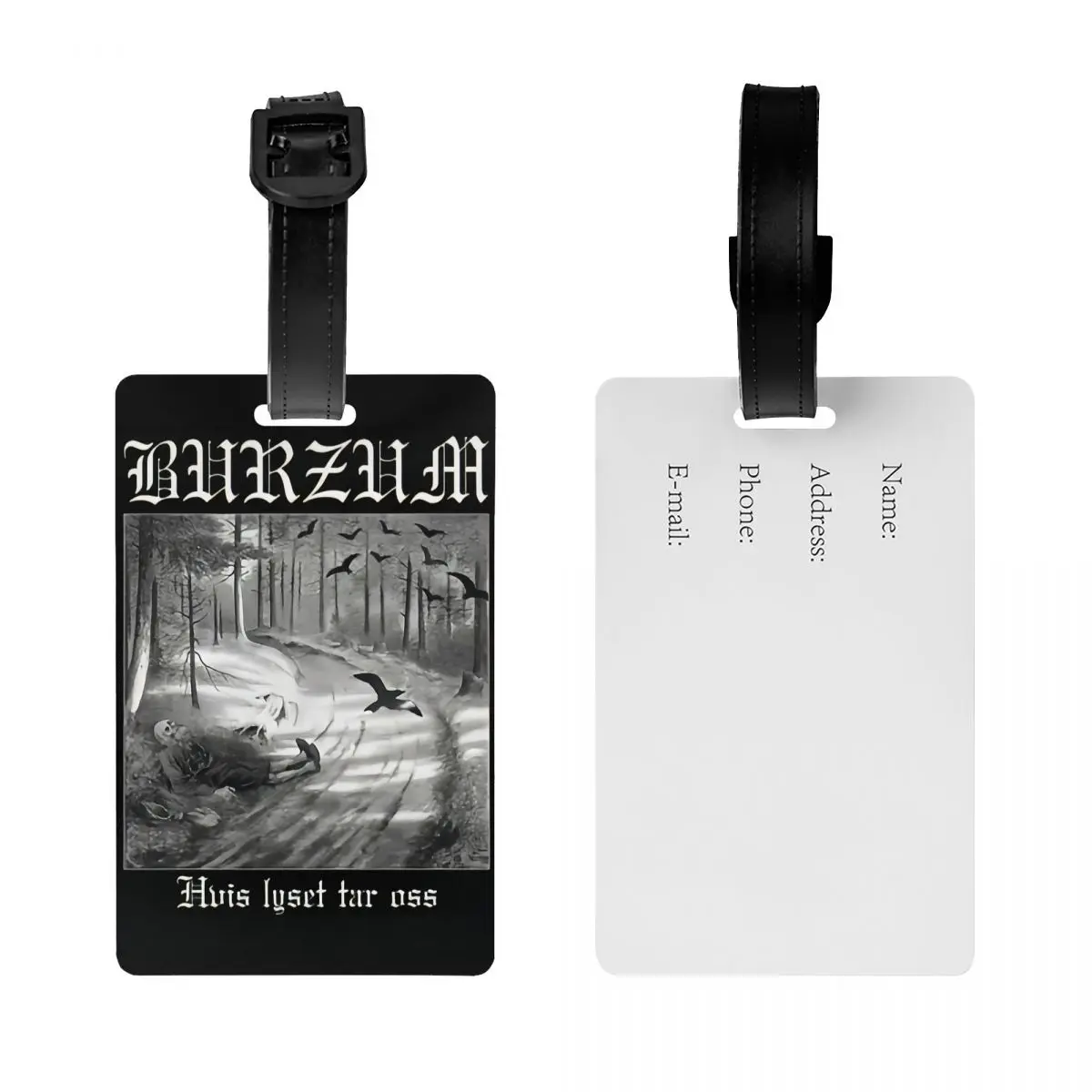 Custom Norway Black Metal Filosofem Burzums Band Rock Music Luggage Tags for Suitcases Cute Baggage Tags Privacy Cover ID Label