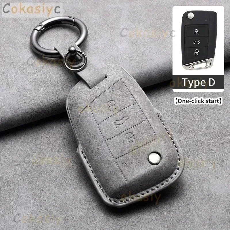 For VW Volkswagen Golf 7 MK7 Tiguan MK2 For SEAT Ateca Leon FR 2 Ibiza For Skoda Octavia Leather Car Flip Key Case Cover Shell