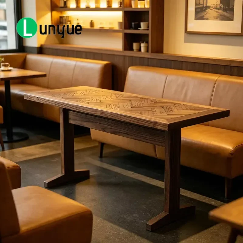 Vintage Scandinavian Rustic Solid Wood Dining Table Natural Log Handmade Eco Friendly Furniture for Apartment Hotel Home
