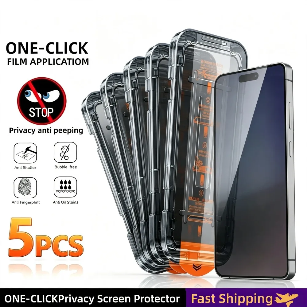 5pcs privacy anti spy oleophobic tempered glass screen protector dust free installation for samsung a15 a16 a33 a51 a52 a55