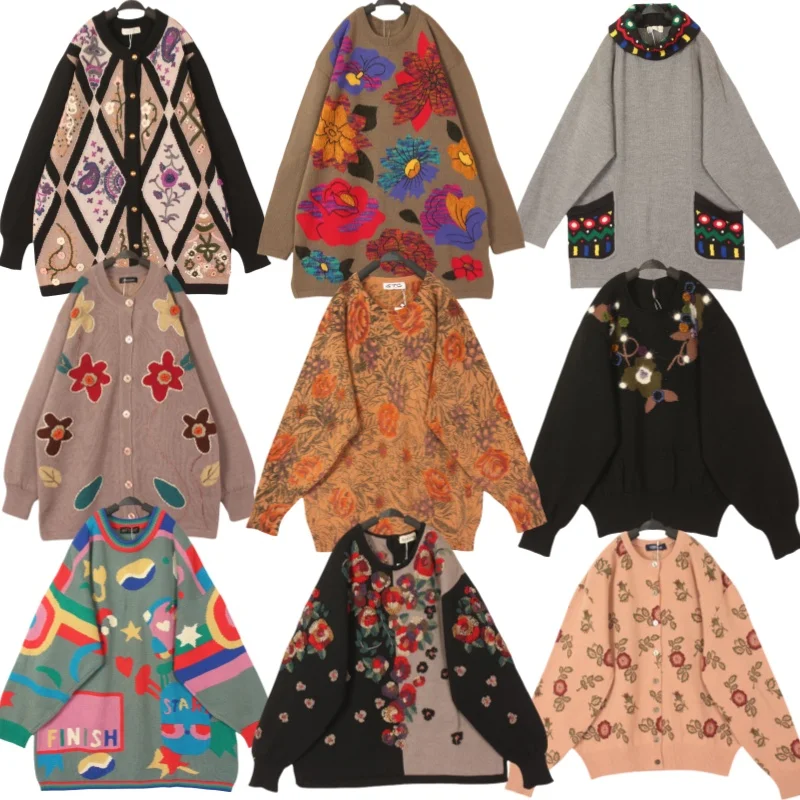 

Vintage Hooked Flower Woolen Sweater Overhead Jaet 3D Knitwear Autumn Winter Faion Ladies' Premium Tops