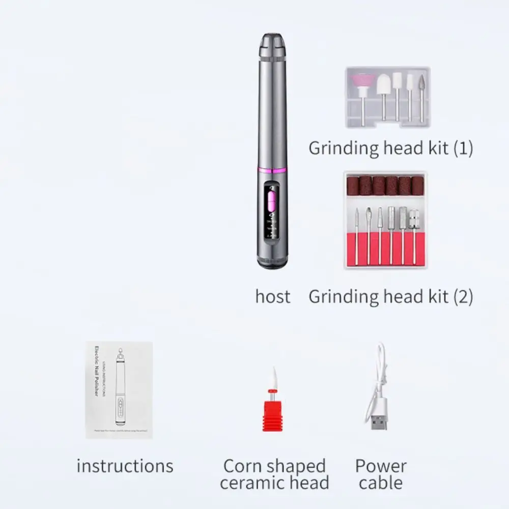 Trapano elettrico per unghie ad alta velocità Strumento professionale per la rimozione delle unghie a 3 marce Attrezzatura per mulino per manicure portatile a basso rumore