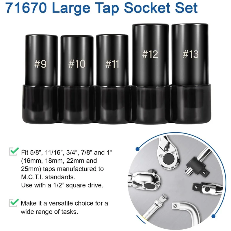 71670 Large Tap Socket Set, Fit 5/8