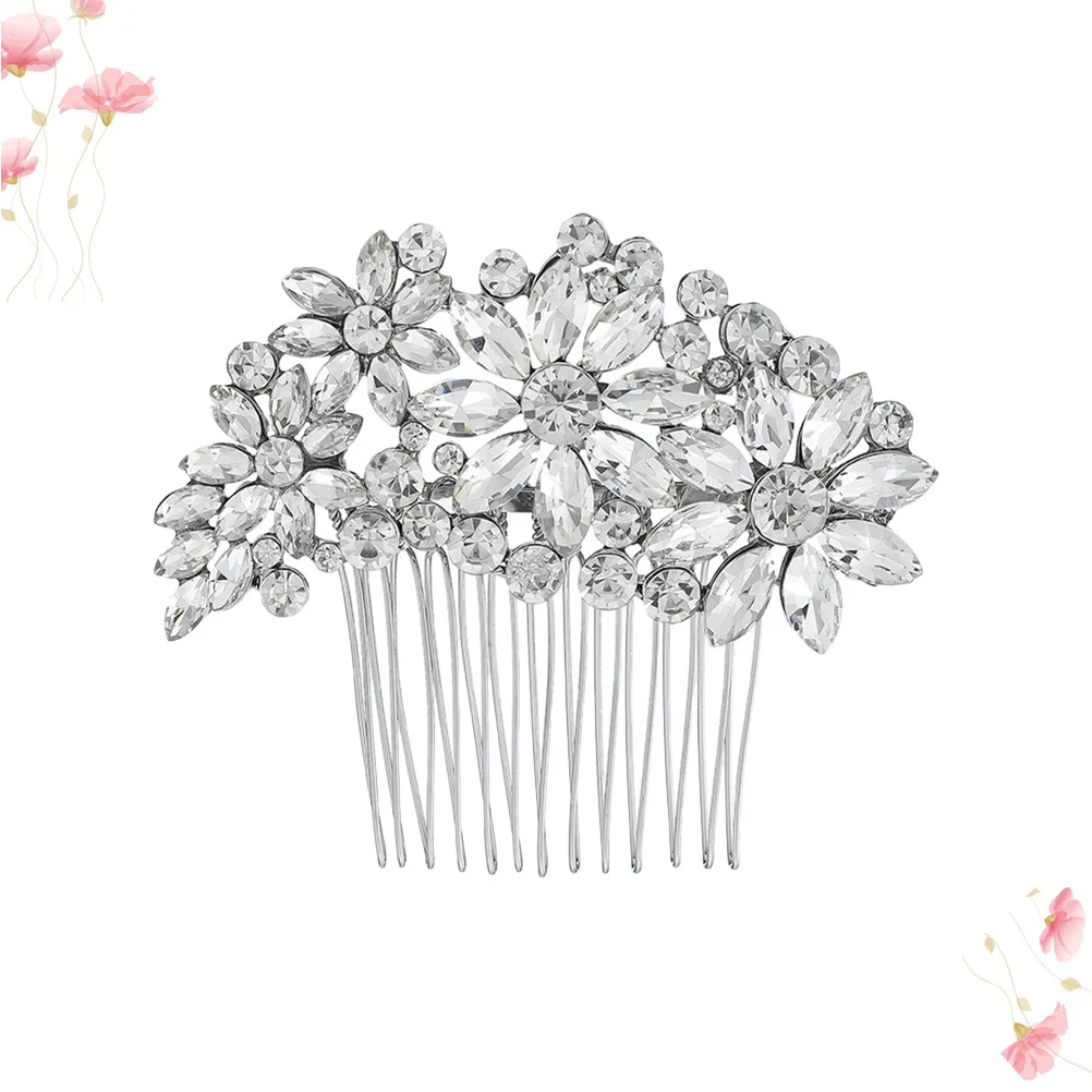 

Bridal Hair Comb Alloy Crystal Plating Color Wedding Headpiece Elegant Insert Comb for Brides Bridesmaids Flower Party