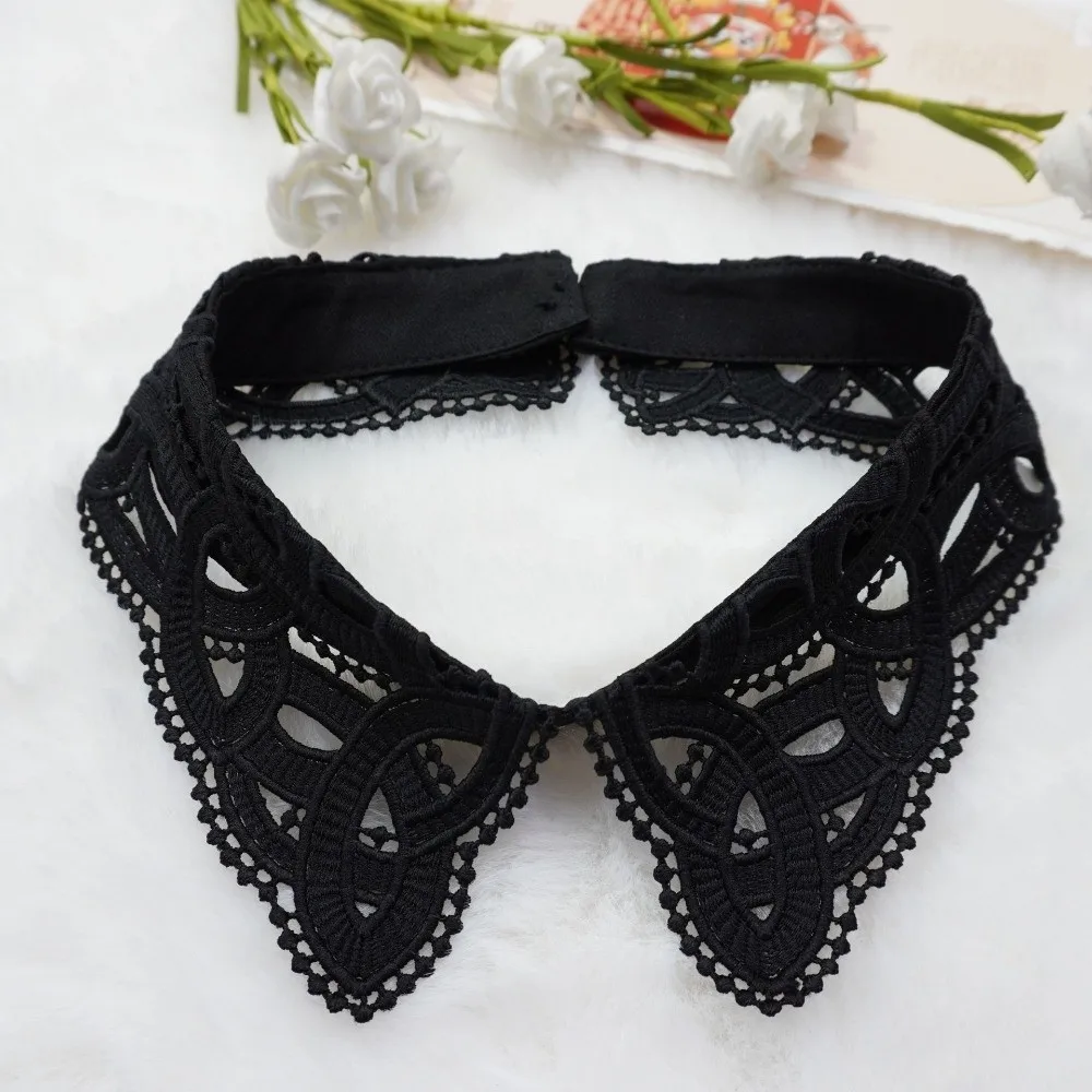 Fashion Lace Floral Fake Collar Detachable White False Collar Black Clothes Trim