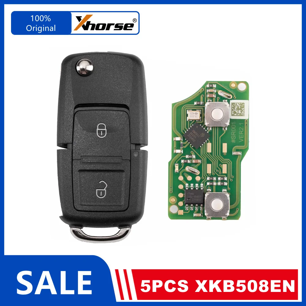 5Piece XHORSE XKB508EN B5 Style 2 Buttons Wire Universal Remote Key for VVDI VVDI2 Porgrammer English Version