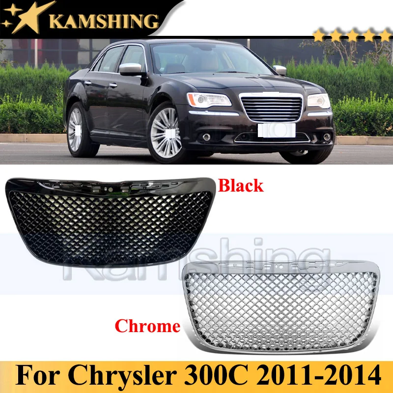 Kamshing Front Bumper Grill Mask Radiator Grille For Chrysler 300C 2011-2014 Medium Net Racing Grill Middle Net Without Logo