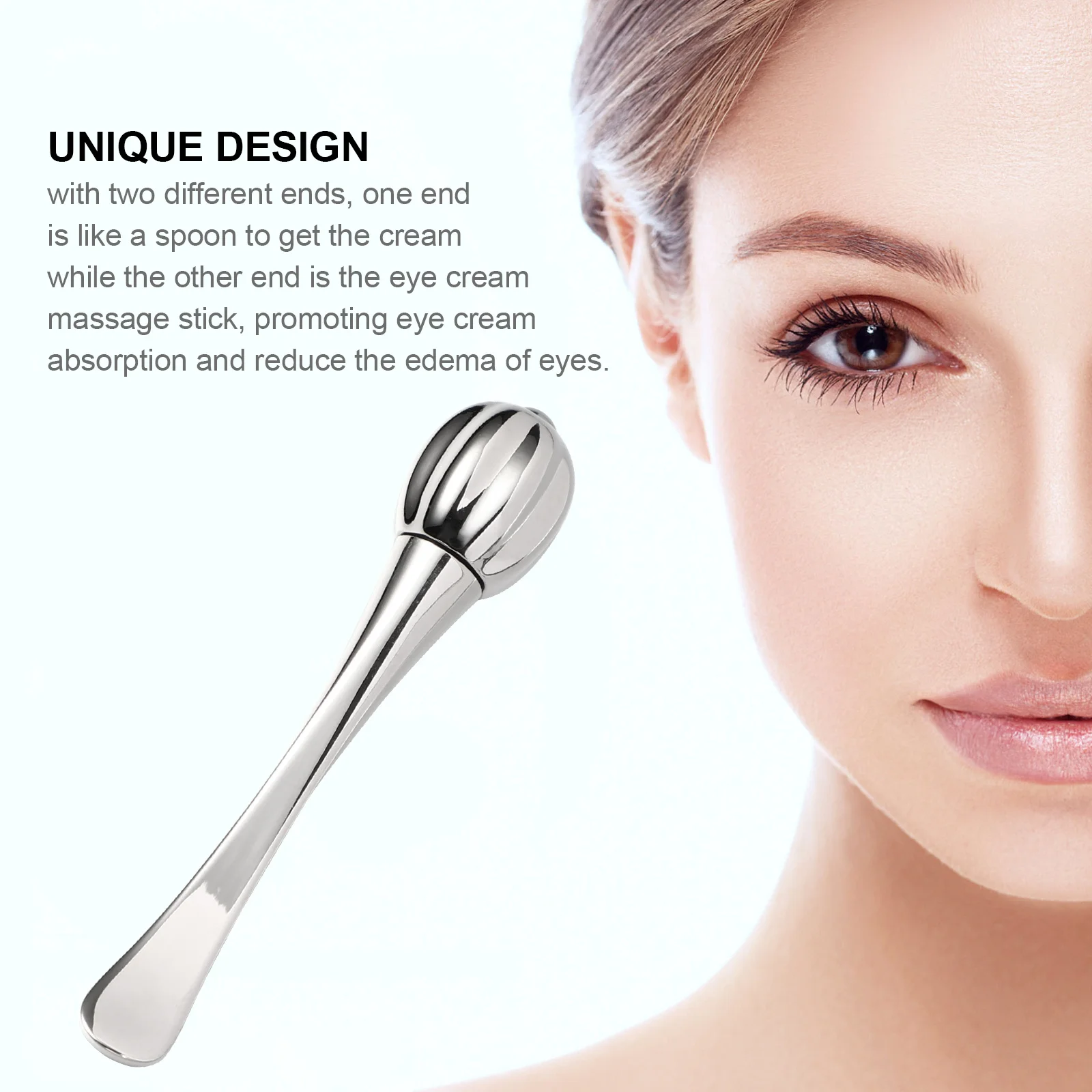 ช้อนครีมบำรุงรอบดวงตา 3 ชิ้น สแตนเลส สองด้าน ช้อนตักครีมบำรุงผิวแบบพกพา อุปกรณ์นวดรอบดวงตา ช้อนสำหรับมาส์กหน้า