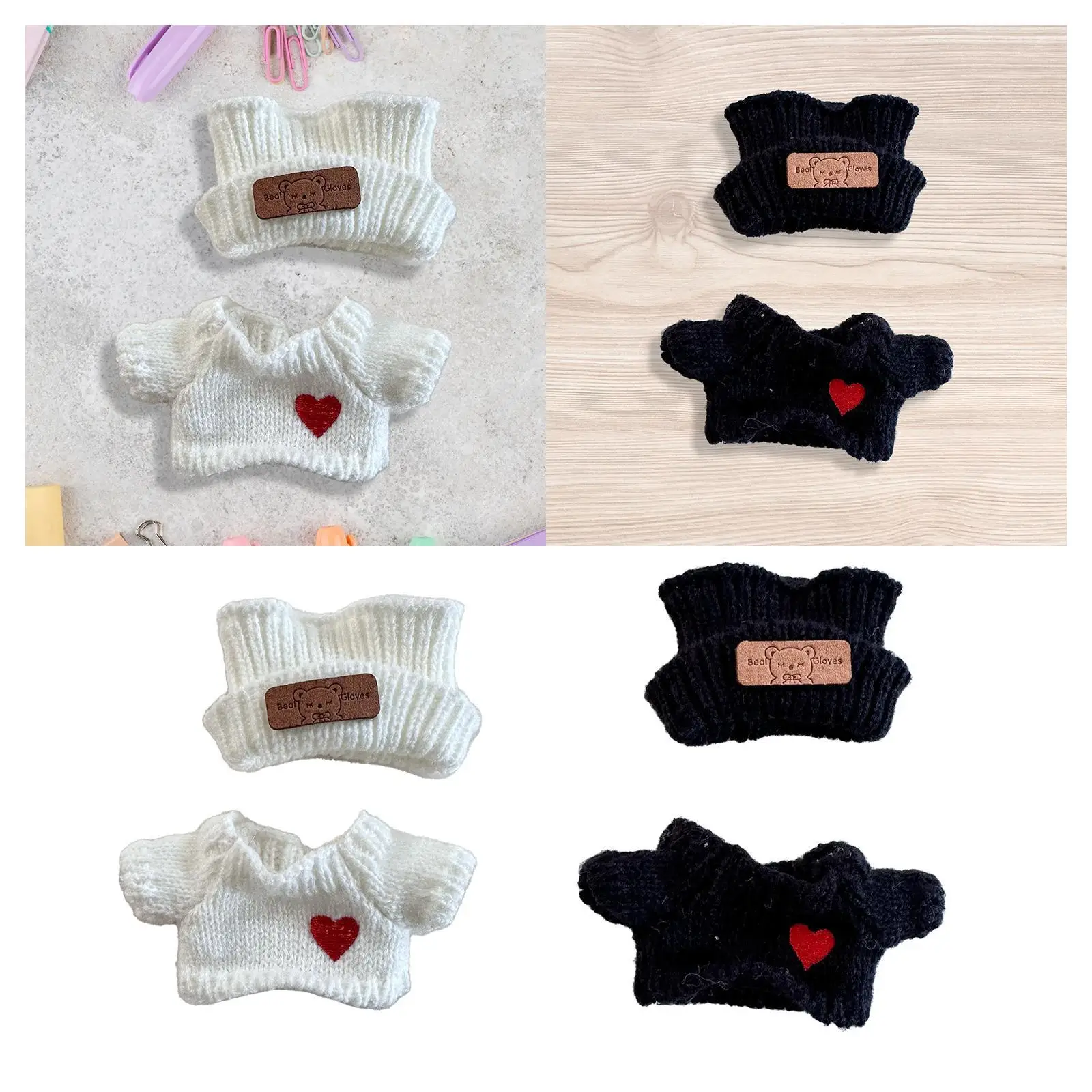 Plush Doll Pullover Top for Little Girls Educational Fashion DIY Clothing Photo Props with Hat Costumes Dress up for 15cm Dolls