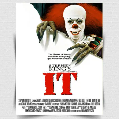 Plaque métallique IT SIGN Pennywise, impression de film d'horreur des années 80, pour salle de cinéma ou man cave - Aluminium