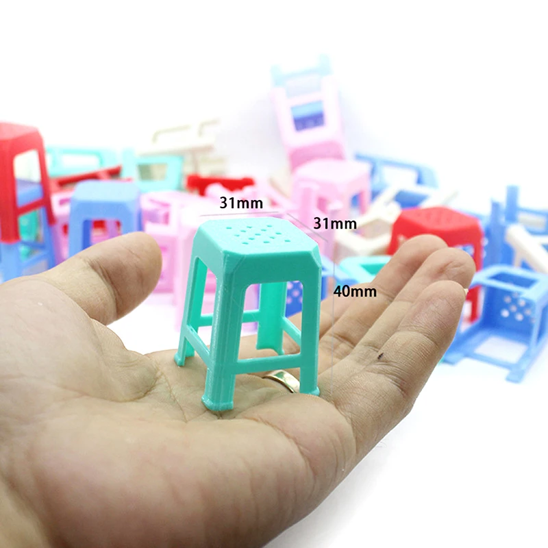 1PC Living Room Toy 1:12 Mini Dollhouse Simulation Plastic Stool Small Chair Model Doll House Furniture Accessories Decoration