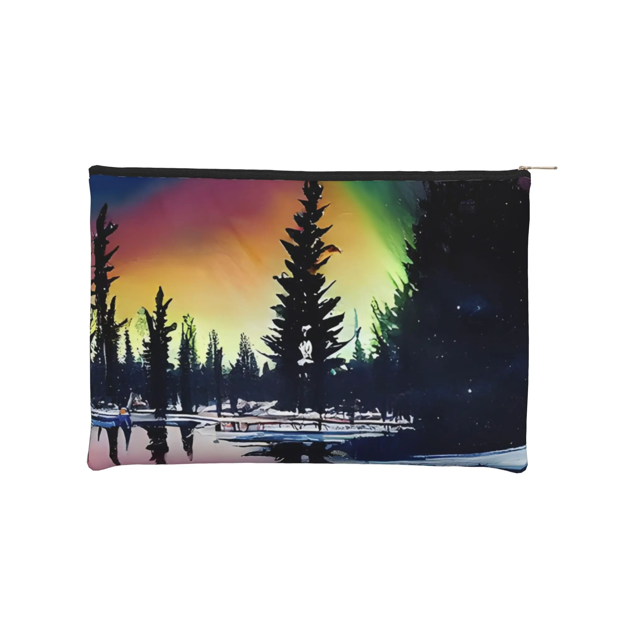 Stylish Trippy Landscape Winter Aurora I Makeup Bag Toiletry Bag with Zipper Cosmetic Pouch