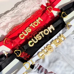 Sexy Lips Custom Name Lace Thong Panties for Women Adjustable Underwear Detachable DIY letter Personality Valentine's Day Gift