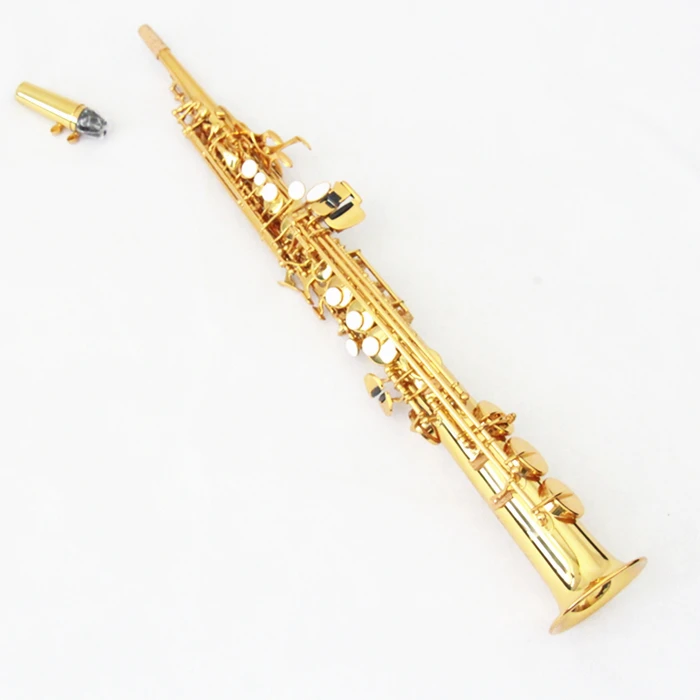 Professional Soprano Sax Straight Bb Tone Gold Sax Chinese Musical Instrument Soprano Saxophone (FSS-300)