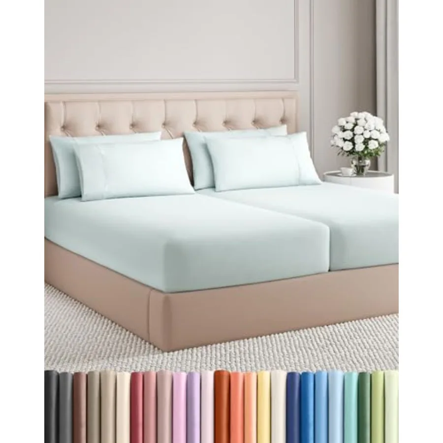 

7 Pcs Sheet Set - Comfy, Breathable and Cooling - Soft Hotel Luxury Bedding for Women, Men,,Teens and - 1 Flat and 2 Fitted She