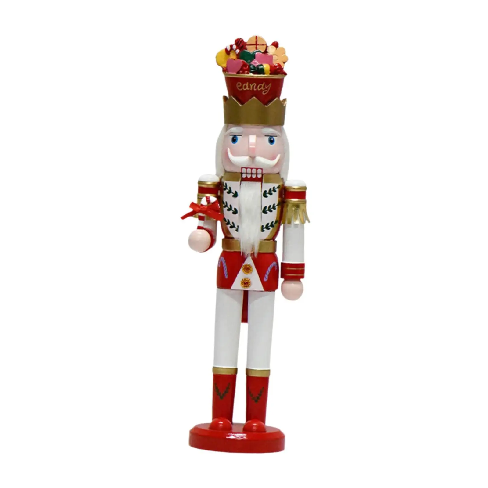 Nutcracker King Statue Holiday Decoration Housewarming Gift Crafts Desktop Ornament for Holiday Shelf Office Entrance Fireplace