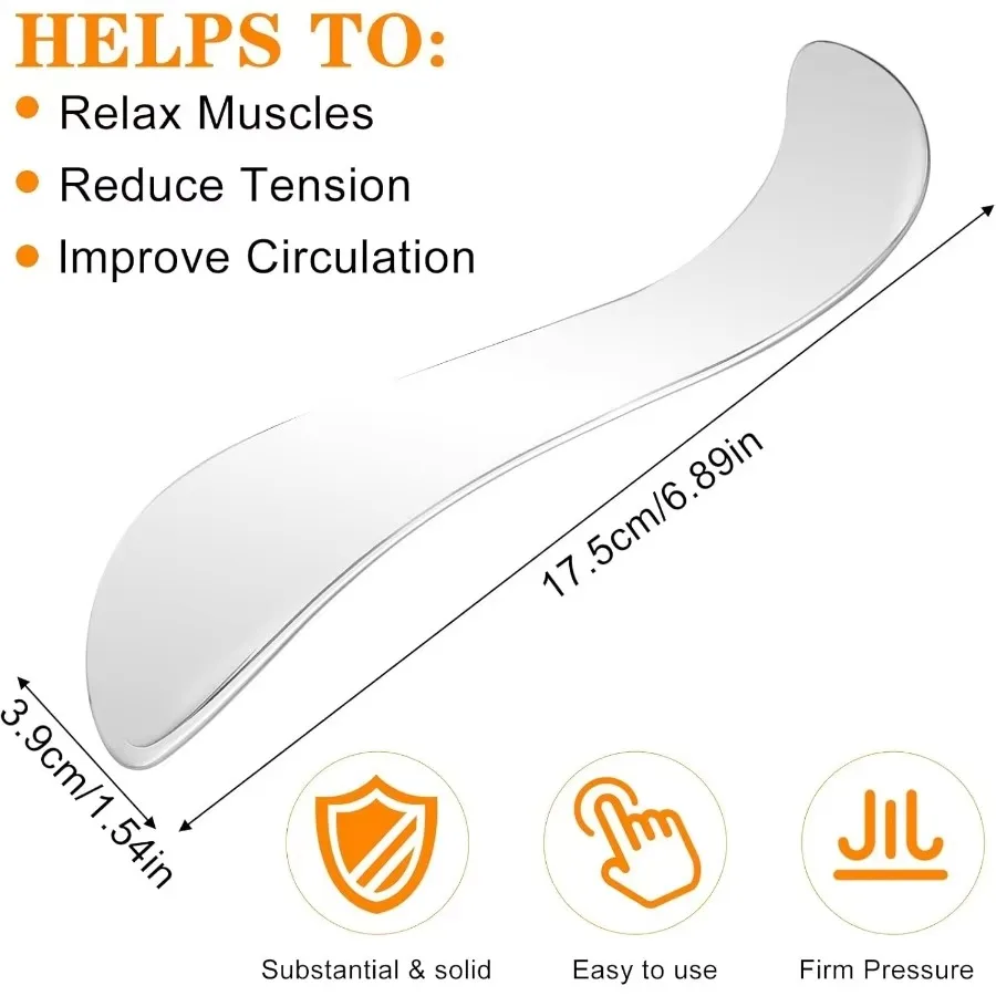Stainless Steel Muscle Scraper, Gua Sha Tool for Deep Tissue & Myofascial Release, Body Sculpting Massage Tool view 2