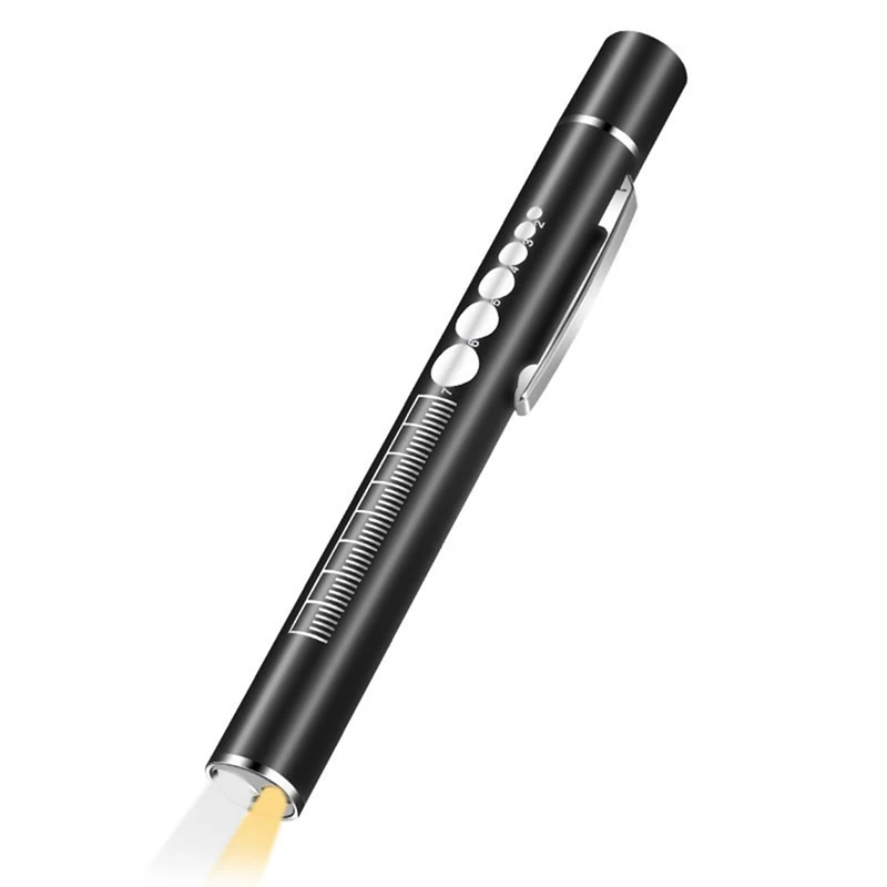 1 PCS USB Rechargeable -Handy Pen Light Black Stainless Steel Mini Nursing Flashlight Torch Lamp Pocket Led Flashlight