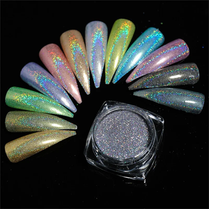 Laser Nail Glitter Chrome Nail Powder Shimmer Sequins Gel Polish Flakes for Nails Art Pigment Decorations Accesorios