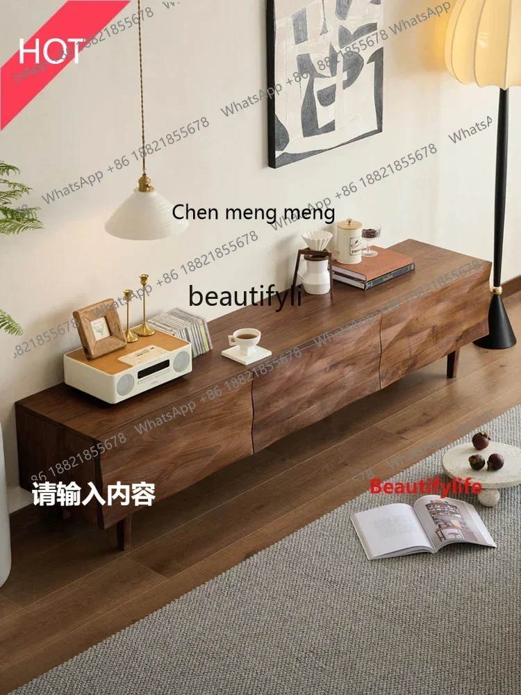 cn8350 ss All solid wood living room TV cabinet household small apartment storage locker integrated floor cabinet