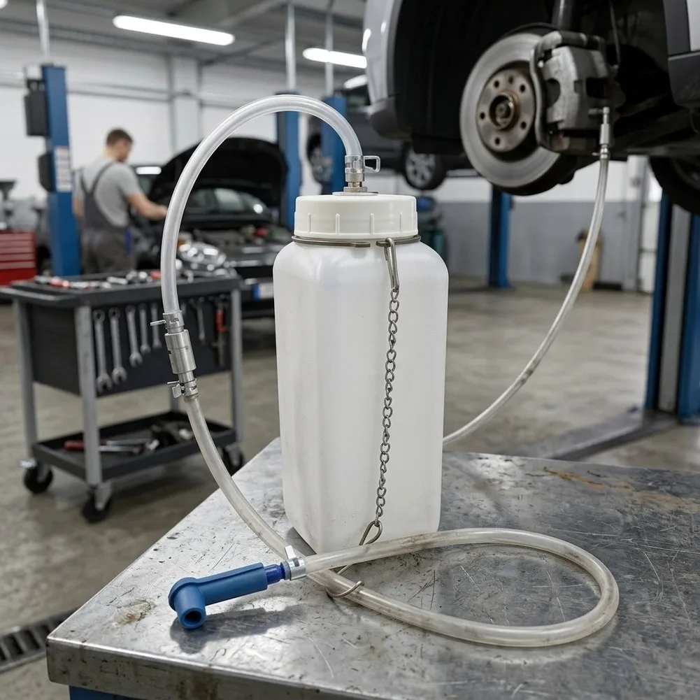 1Pc 1L Brake Bleeder Bottle With One Way Check Valve For Car Brake Fluid Waste Collection And Maintenance Repair Tool Kit