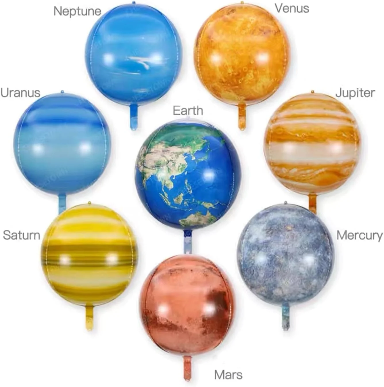 22inch 4D Galaxy Planet Round Foil Balloons Moon Earth Saturn Mars Balloon for Space Theme Birthday Party Baby Shower Decoration