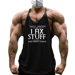 Summer Gym Running Sport Tank Tops Men's Bodybuilding Fitness Sleeveless T-shirt Cotton Breathable Y-back Tops