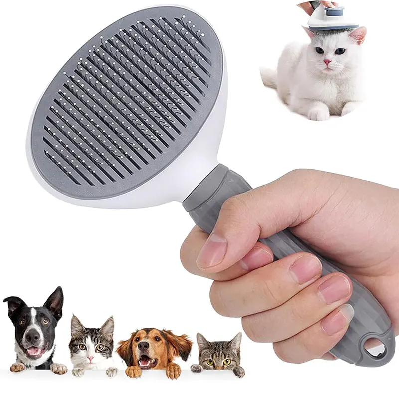 

Pet Comb, Pet Hair Grooming Brush with Release Button, Cat Brush for Shedding Long or Short Hair Dogs Pet Massage Brushes