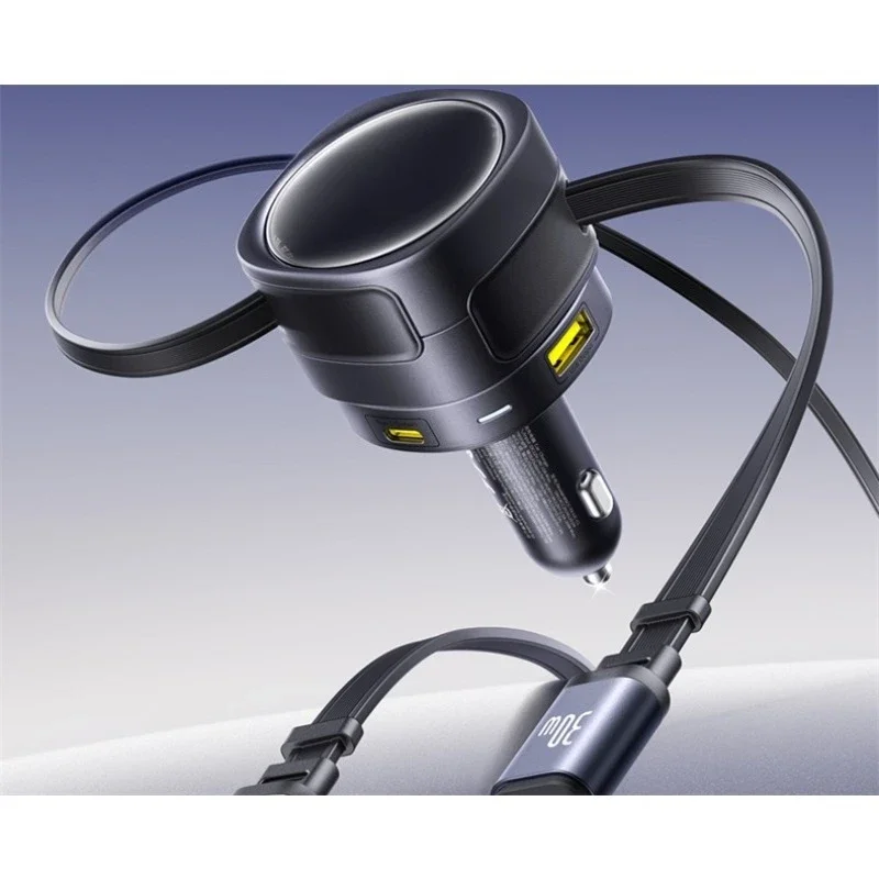 Car charger, telescopic cable, super fast charging, suitable for 17 car dotters