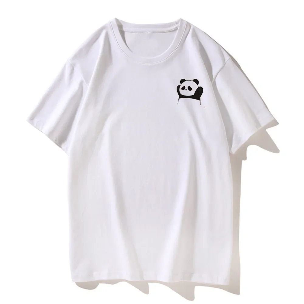 Interesting Cartoon Surrender Panda Print Couple T-shirt Tee Top Casual Loose Short Sleeve Tshirt For Lover Gift