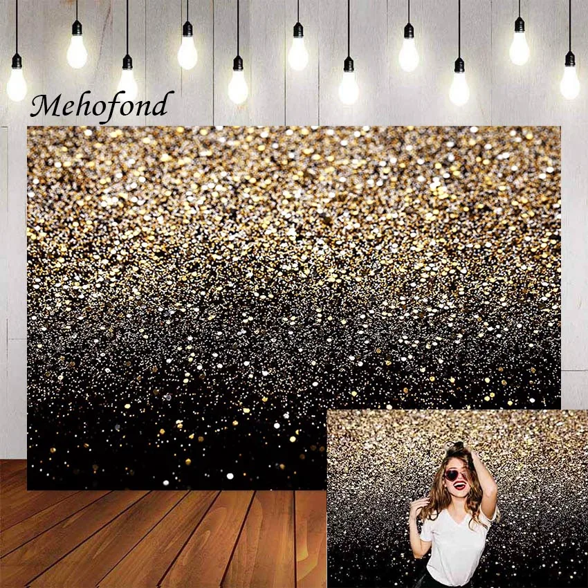 Mehofond блестящий черный фон с блестками для выпускного фотографий Блестящий абстрактный день рождения свадебный портрет Фотостудия