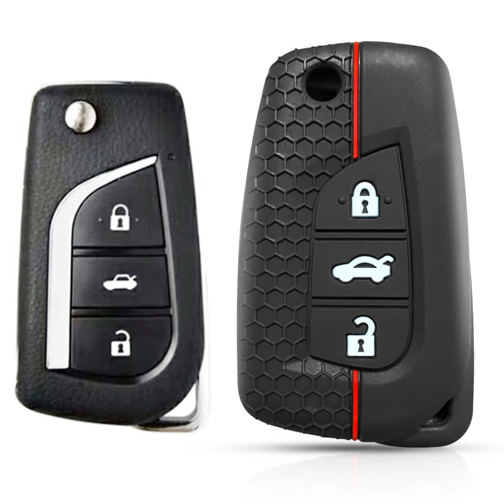 

silicone keychain for car keys case cover for toyota rav4 CHR Verso aygo corolla Yaris cross accessories for Peugeot 108