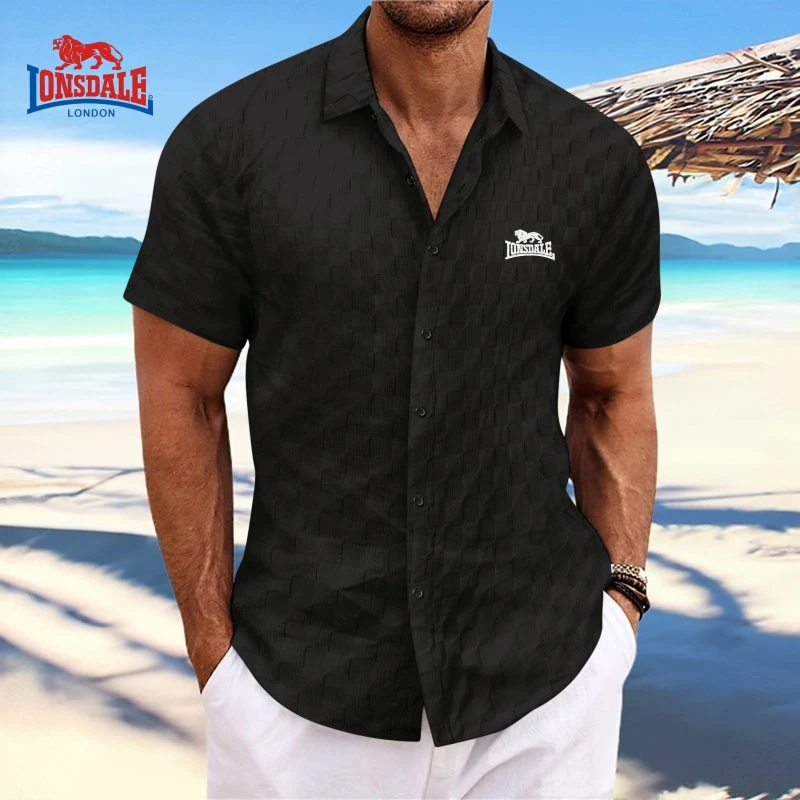 Novo verão requintado bordado pequeno leão camisa de manga curta, alta qualidade moda masculina luxo casual legal polo camisa topo