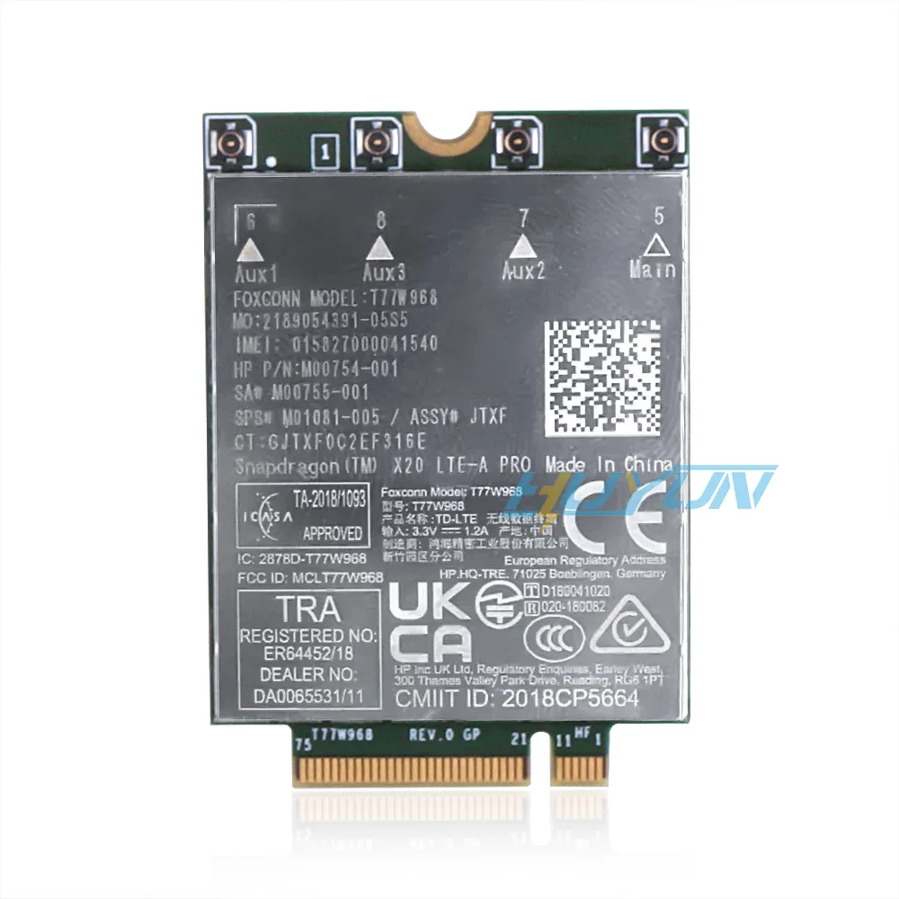 

Foxconn T77W968 LTE Cat16 M.2 4G module card for HP M01081-005 Snapdragon X20 M00754