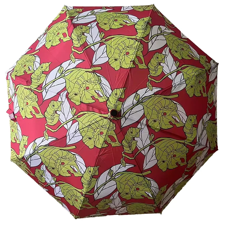 98cm Ins style Small Fresh Creative Color Three Fold Printed Windproof Rainproof Sunscreen Umbrella Ultra Light UPF50+ dual use