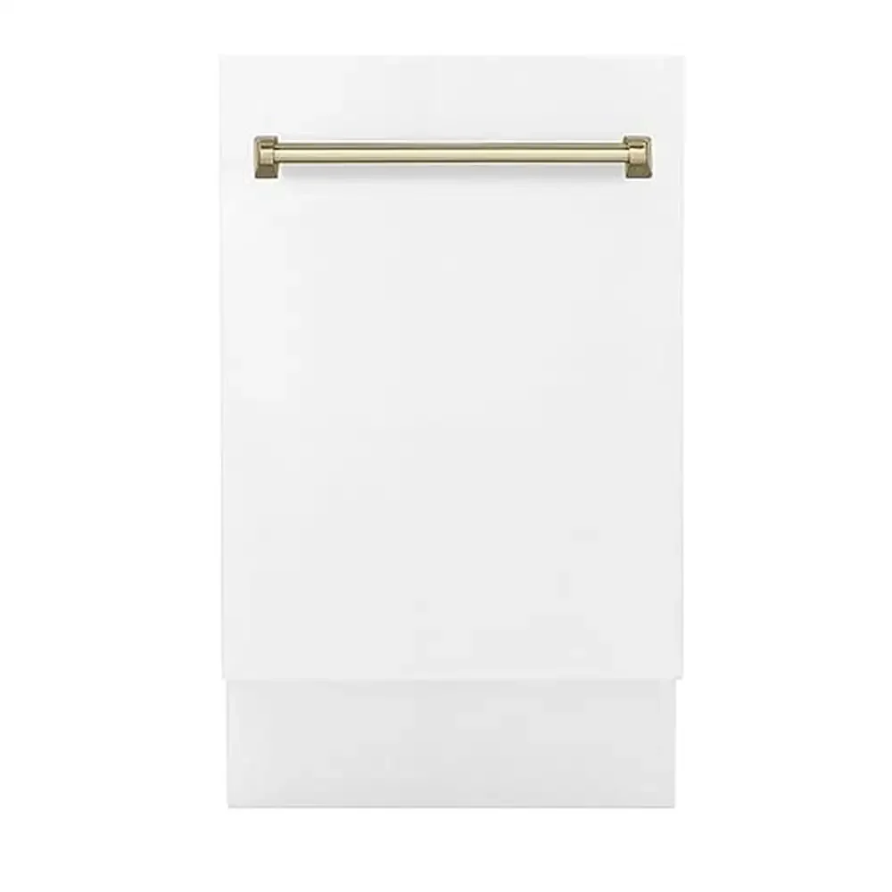 White Matte 3rd Rack Dishwasher Champagne Bronze Handle 51dBa 8 Wash Cycles Intensive Cleaning Smart Technology Heated Dry