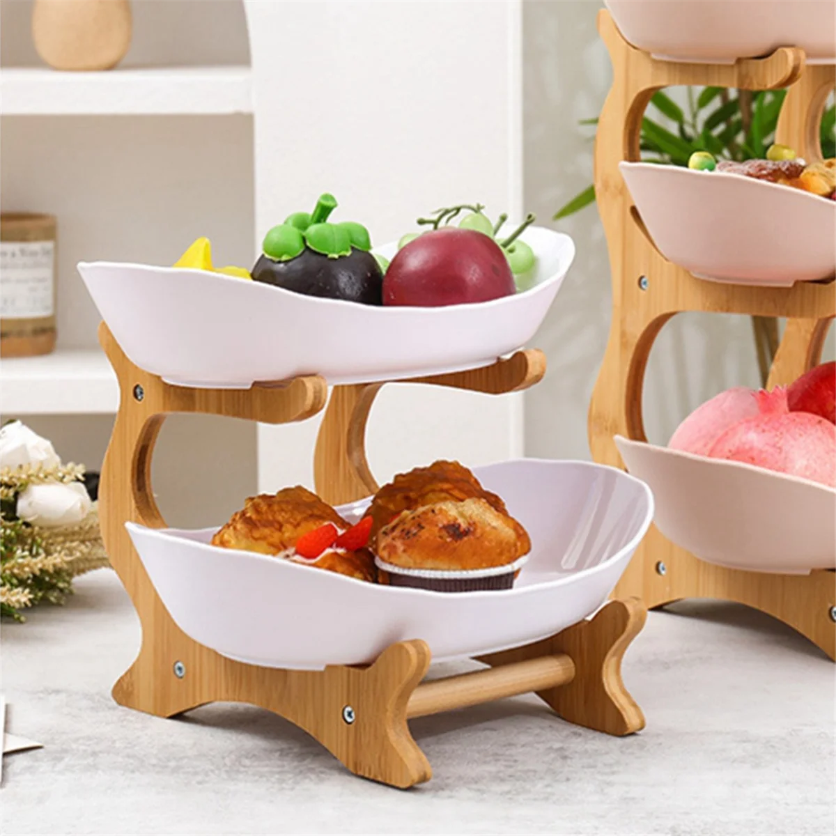 Fruit Tray Racks Table Plates Dinnerware Kitchen Fruit Bowl Partitioned Candy Cake Trays Tableware Dishes A