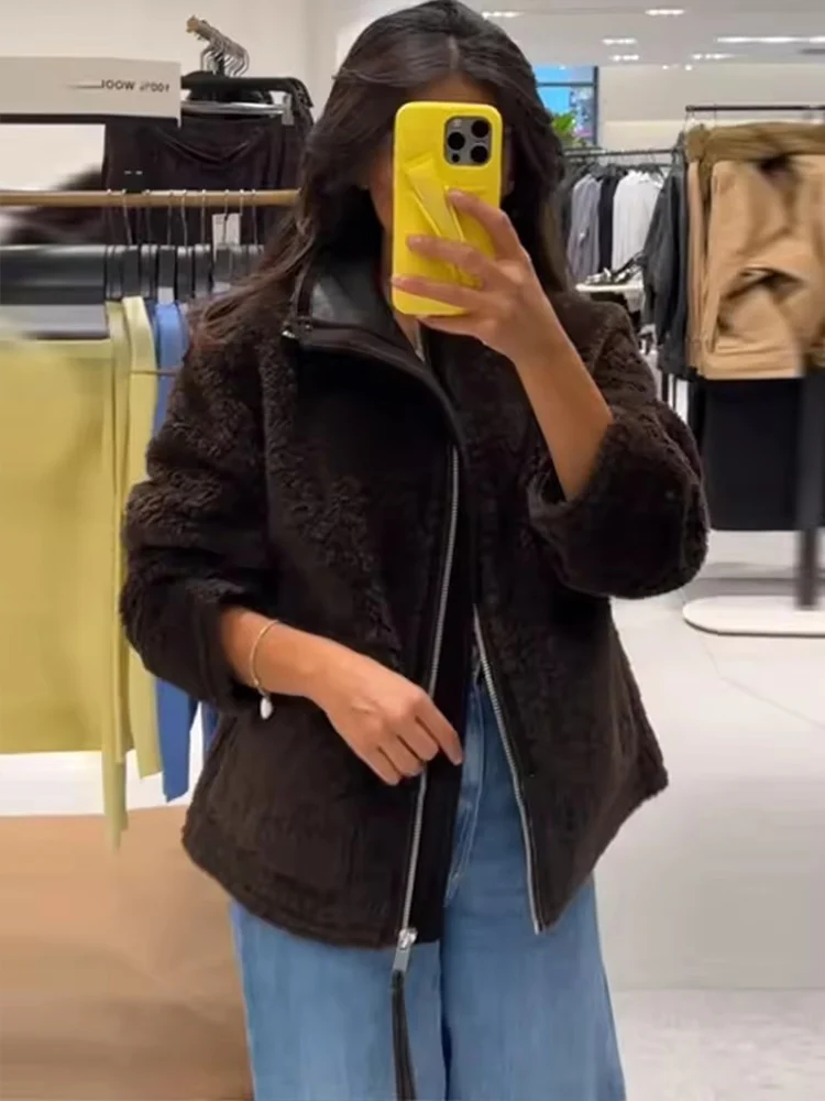 Inverno velo jaqueta feminina com zíper gola solta engrossado jaquetas casaco feminino outono quente novo casual na moda outerwear ﻿