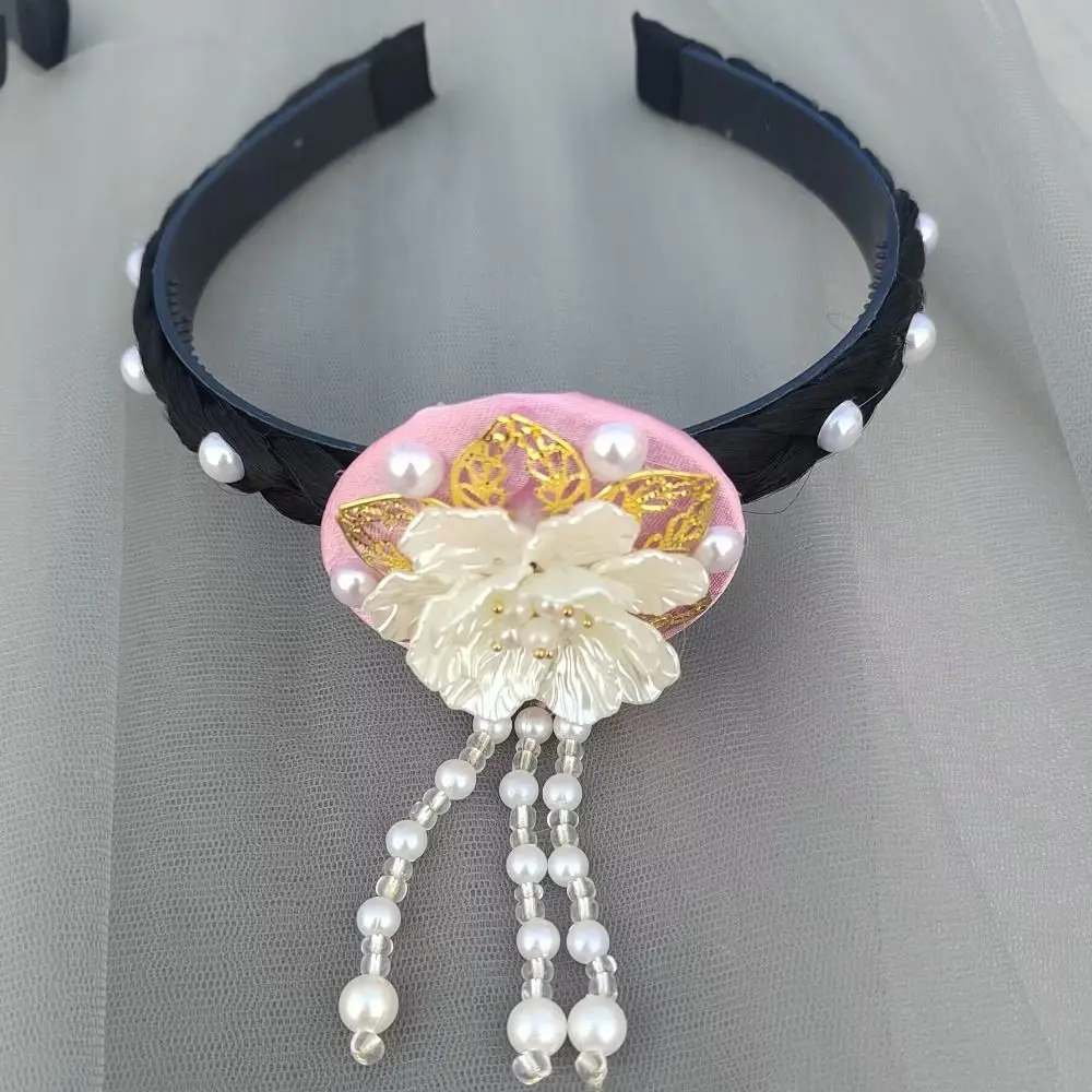 

Gift Flower Korean Headband Tassel Pearl Hanbok Hairband Ethnic Style Traditional Stage Dance Hair Hoop Girls