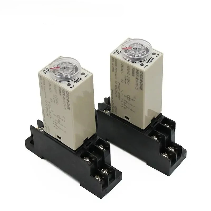

1pcs H3Y-4 AC 110V Delay Timer Time Relay Switch 0 - 60 Minute/Seconds Adjustable 5A With Base Socket Rotary Knob DPDT