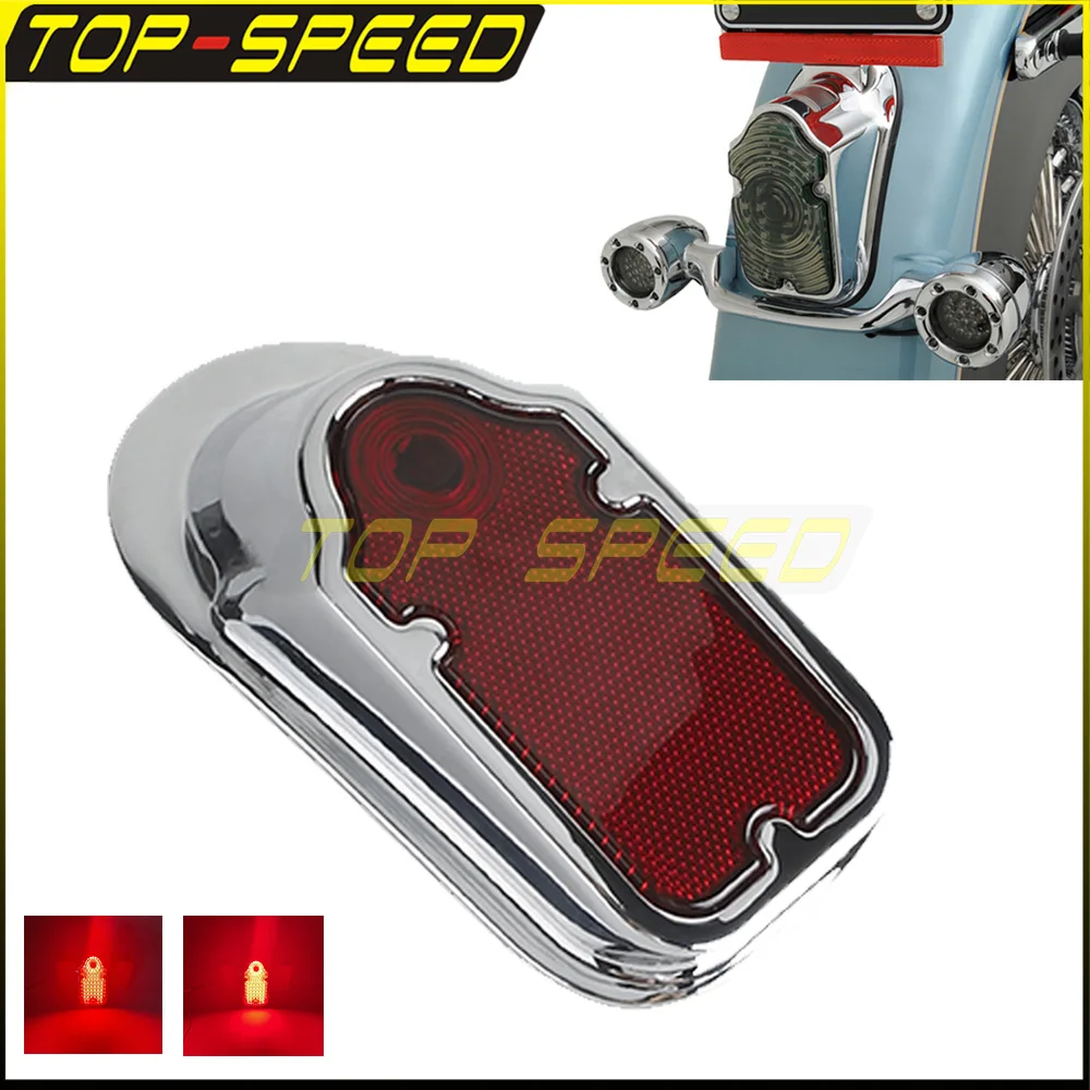 Chrome Motorcycle LED Rear Tail Light Lamp Tombstone Brake Lamps Taillight For Harley Sportster Bobber Dyna Chopper Cafe Racer