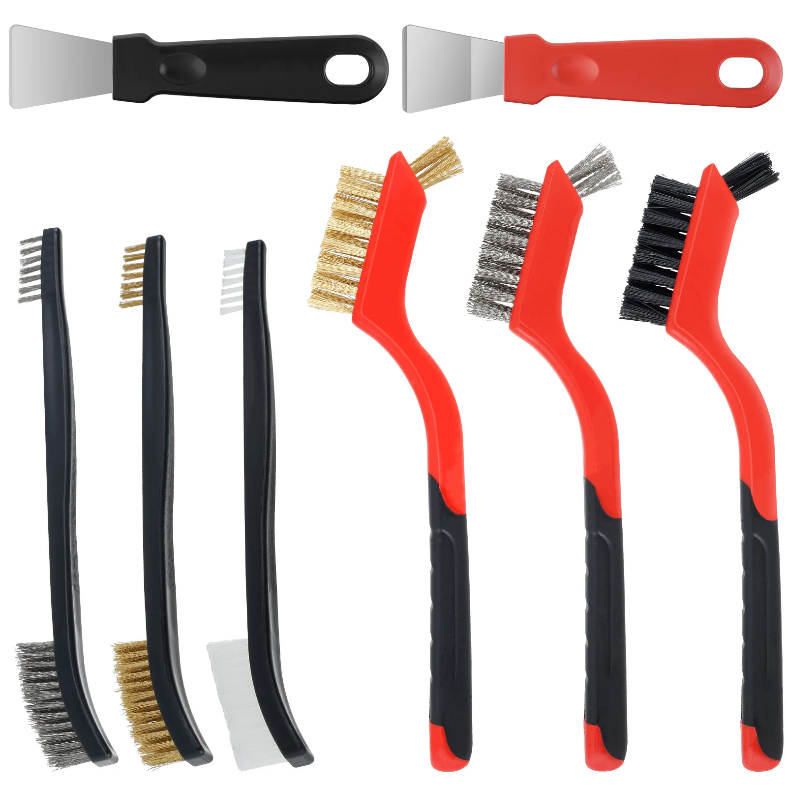 

8/12Pcs Wire Brush Set Paint Scrubbing Wire Brush Metal Surfaces Rust Removal Cleaning Brush for Cleaning Welding Slag and Rust