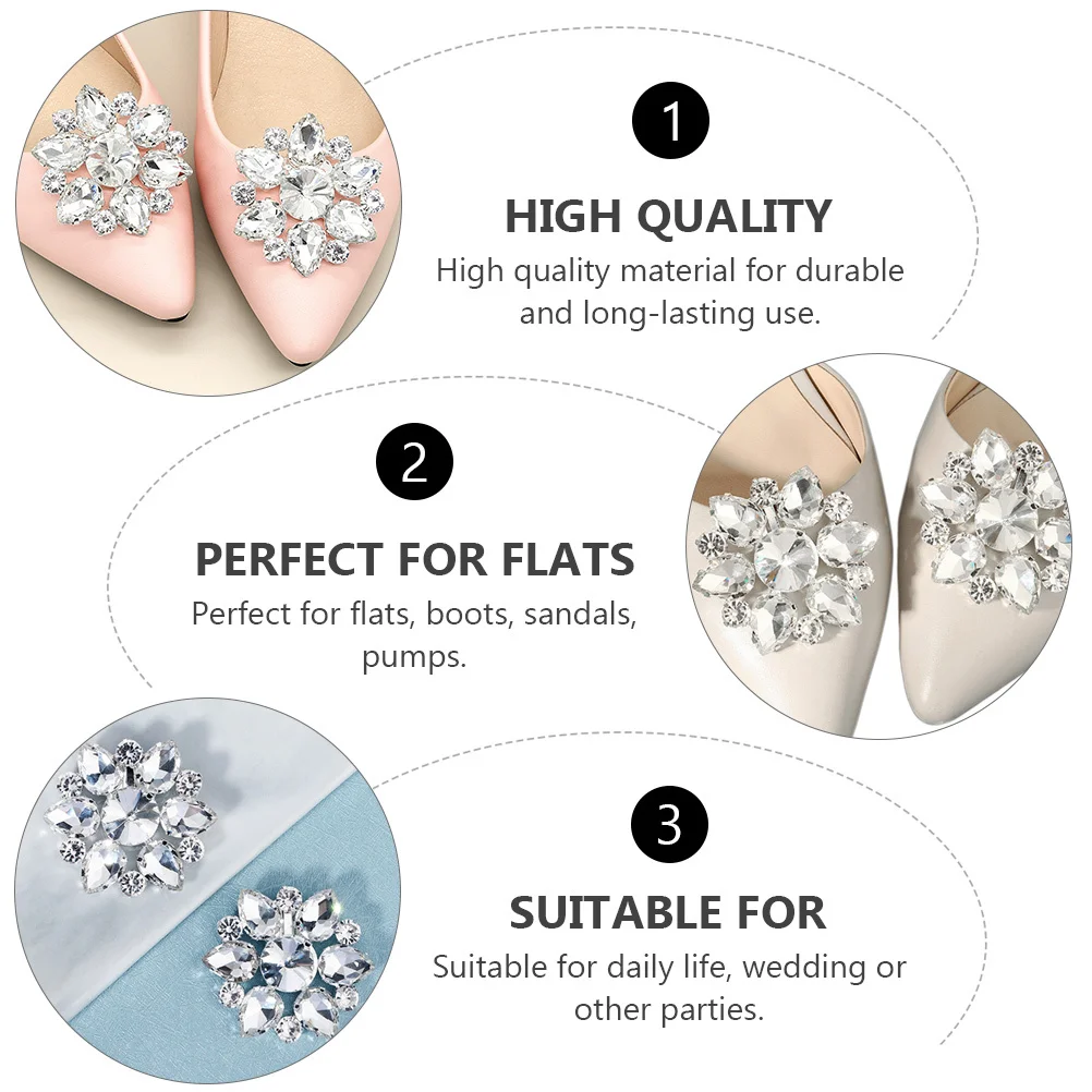 

2Pcs Versatile Shoe Buckles for Front Side Back Decoration Suitable for Various Shoes and Events Rhinestone Shoe Buckle