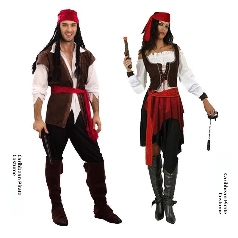 

Adult Caribbean Pirate Costume loween Performance Clothes Role-plang Outfit Ladies' Evening Gown KTV Dr PU Material